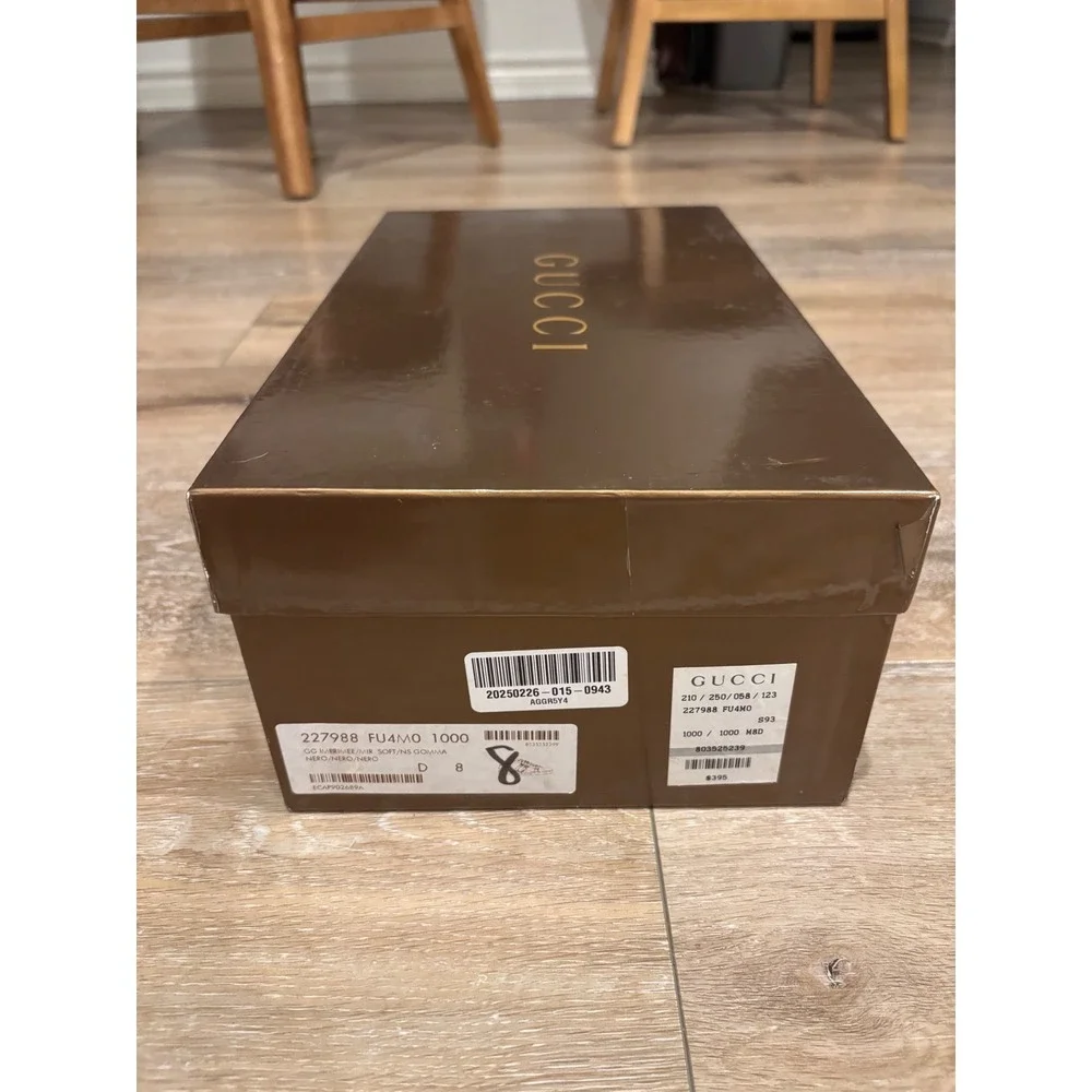 Gucci GG Embossed Leather Sneakers Low Top Lace Up Black Designer Shoes - Picture 12 of 14